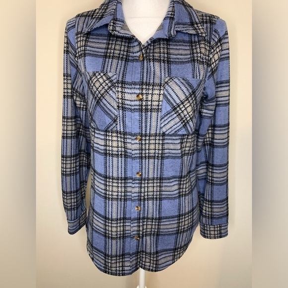 Miss Posh Plaid Long Sleeve Button Down Shirt Women Size Small - Picture 1 of 5